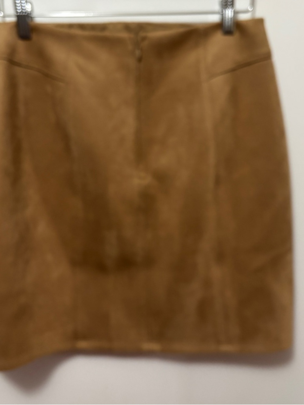 WHBM Faux Suede Mini Skirt Brown Size 8 Stretch Fitted Chic - Picture 3 of 8